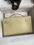 Hermes Kelly Pochette Handmade Bag In Vanille Matte Alligator Leather