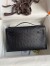 Hermes Kelly Pochette Handmade Bag in Black Cuite Ostrich Leather