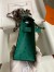 Hermes Kelly Pochette Handmade Bag in Vert Vertigo Bordeaux Ostrich Leather