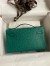Hermes Kelly Pochette Handmade Bag in Vert Vertigo Bordeaux Ostrich Leather