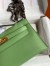 Hermes Kelly Pochette Handmade Bag in Vert Criquet Swift Calfskin