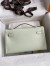 Hermes Kelly Pochette Handmade Bag In Vert Fizz Swift Calfskin 