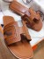 Hermes Oran Sandals In Brown Leather With Stitched Detail