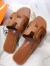 Hermes Oran Sandals In Brown Leather With Stitched Detail