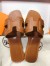 Hermes Oran Sandals In Brown Leather With Stitched Detail