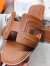 Hermes Oran Sandals In Brown Leather With Stitched Detail