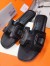 Hermes Oran Sandals In Black Leather With Stitched Detail