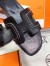 Hermes Oran Sandals In Black Leather With Stitched Detail