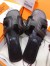 Hermes Oran Sandals In Black Leather With Stitched Detail