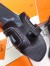 Hermes Oran Sandals In Black Leather With Stitched Detail