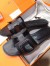 Hermes Oran Sandals In Black Leather With Stitched Detail