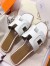 Hermes Oran Sandals In White Leather With Stitched Detail