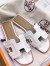 Hermes Oran Sandals In White Leather With Stitched Detail