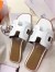 Hermes Oran Sandals In White Leather With Stitched Detail