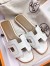 Hermes Oran Sandals In White Leather With Stitched Detail