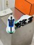 Hermes Heros Sneakers in White Knit and Blue Suede 