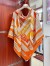 Hermes Orange Fantaisie d'Etriers Shawl 140