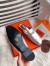 Hermes Oz Mules In Silver Metallic Calfskin