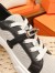 Hermes Women's Day Sneakers in H Canvas with Black Leather