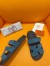 Hermes Women's Chypre Sandals In Blue Suede Calfskin