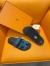 Hermes Women's Chypre Sandals In Blue Suede Calfskin