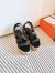 Hermes Havane 30 Sandals in Black Calfskin Leather 