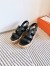 Hermes Havane 30 Sandals in Black Calfskin Leather 