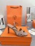 Hermes Heden 80 Sandals in Beige Suede Leather with Rhinestone 