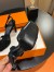 Hermes Heden 80 Sandals in Black Suede Leather 