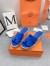 Hermes Eze 30 Cork Platform Sandals in Blue Suede Leather
