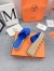 Hermes Eze 30 Cork Platform Sandals in Blue Suede Leather