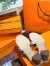 Hermes Tandem Sandals In Brown/White Lambskin