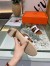 Hermes Amica 5mm Sandals In Brown/White Calfskin