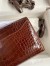 Hermes Constance To Go Wallet in Dark Brown Shiny Alligator Leather 