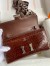 Hermes Constance To Go Wallet in Dark Brown Shiny Alligator Leather 