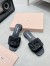 Miu Miu Women's Slides in Black Matelasse Nappa Leather