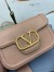 Valentino Alltime Shoulder Bag in Beige Grained Leather