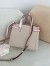 Valentino Antibes Small Shopping Bag in Canvas with Pink Leather