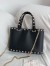 Valentino Rockstud Small Shopping Bag in Black Grainy Calfskin