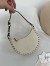 Valentino Rockstud Mini Hobo Bag in White Grained Leather
