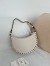 Valentino Rockstud Mini Hobo Bag in White Grained Leather