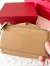 Valentino Rockstud Wallet with Chain in Beige Grained Leather