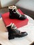Valentino VLogo Combat Boots In Calfskin and Shearling 