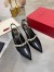 Valentino Black Rockstud Slingback Pumps With Sculpted Heel