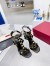 Valentino Roman Stud Sandals 100mm In Black Calfskin