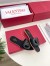 Valentino VLogo Cut-out Slide Sandals in Black Leather