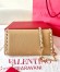 Valentino Rockstud Wallet with Chain in Beige Grained Leather