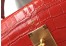Hermes Kelly 28cm Bag In Red Embossed Crocodile GHW