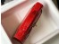 Hermes Kelly Pochette Bag In Red Embossed Crocodile Leather