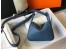 Hermes Mini Lindy Bag In Blue Agate Clemence Leather
